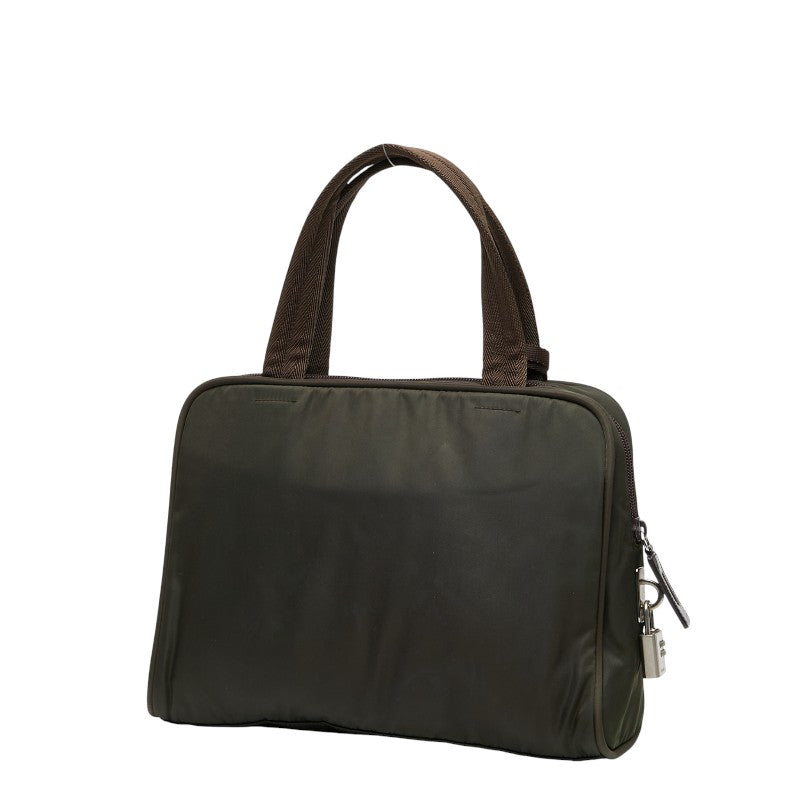 Prada Triangle Logo Nylon Leather Handbag