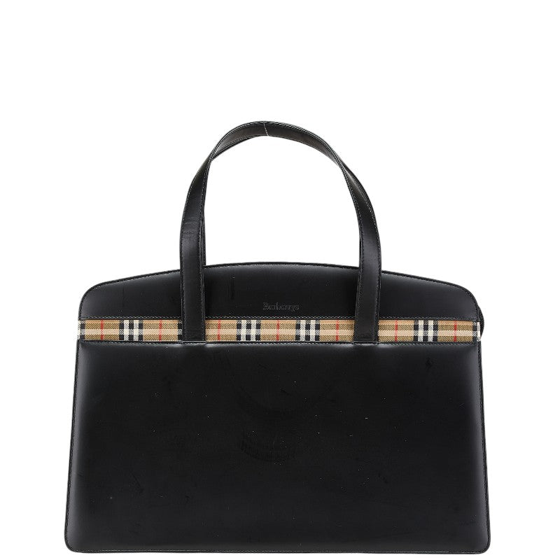 Burberry Nova Check Shadow Horse Leather Canvas Handbag