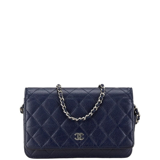 Chanel Coco Mark Matelasse Caviar Skin Wallet on Chain Crossbody