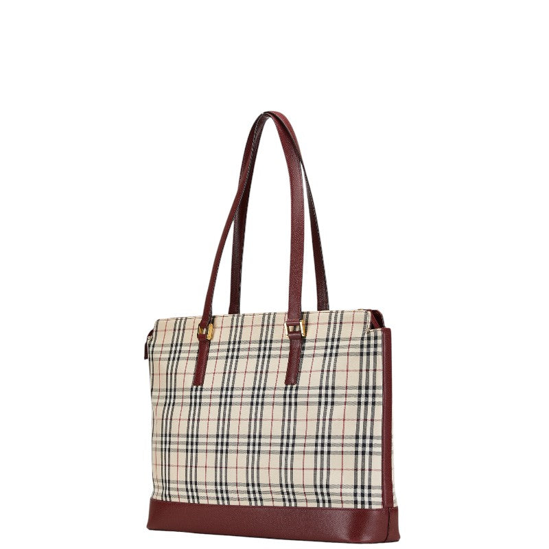 Burberry Nova Check Canvas Leather Tote Bag