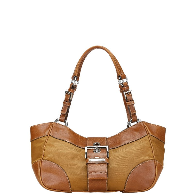 Prada Triangle Logo Plate Nylon Leather 2way Bag