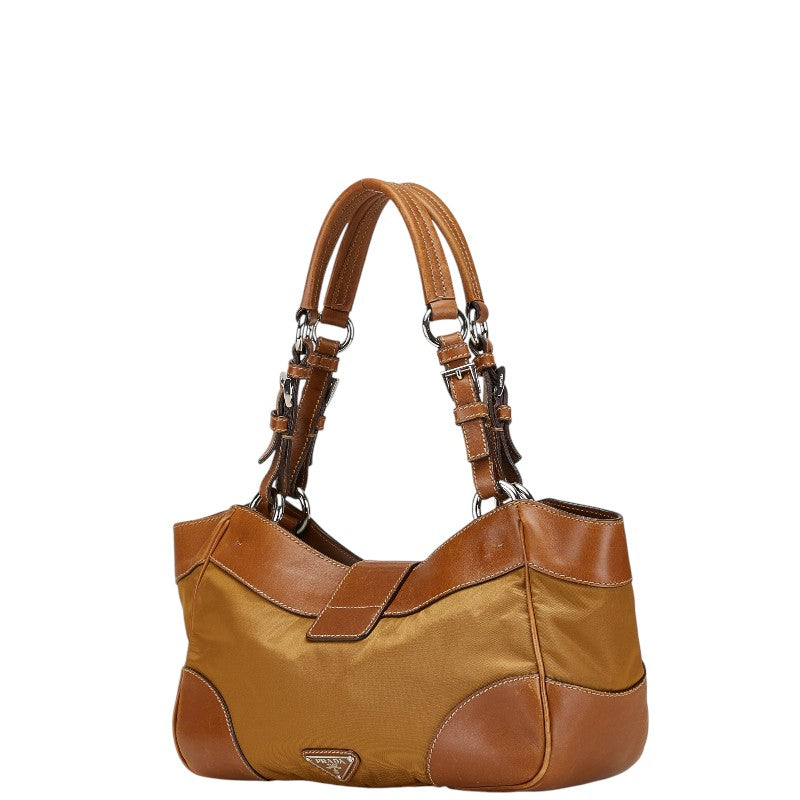 Prada Triangle Logo Plate Nylon Leather 2way Bag