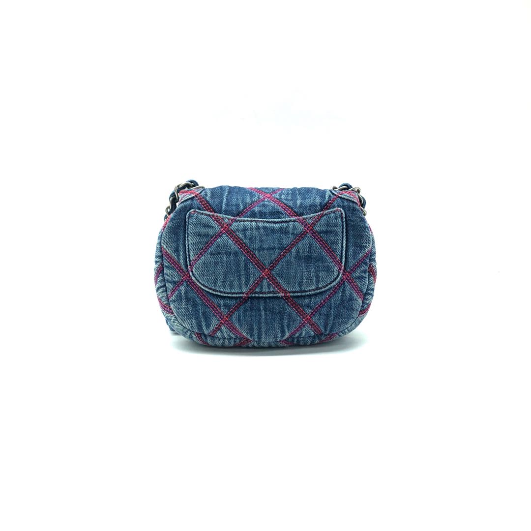 Chanel Half Moon Flap Canvas Shoulder Bag