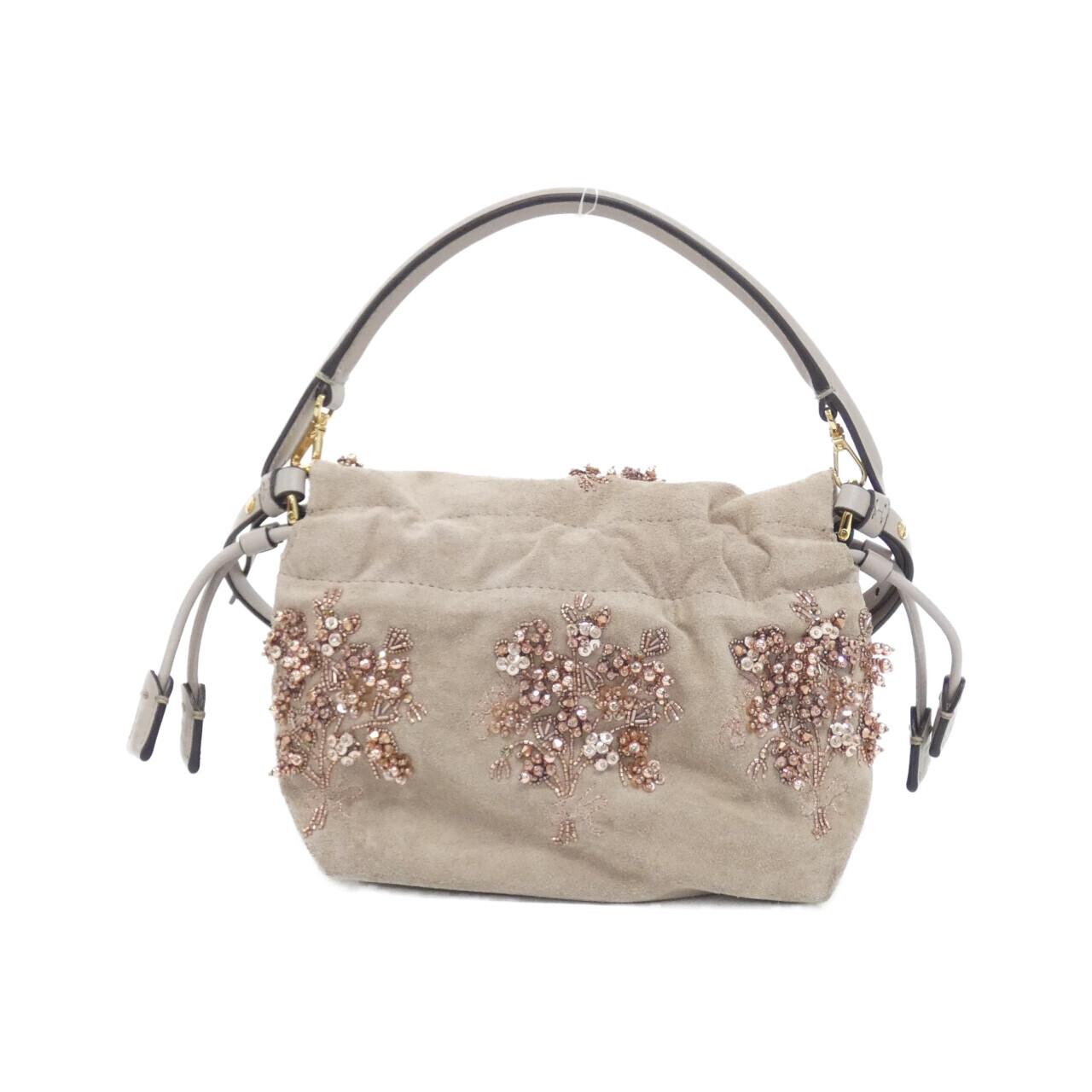 Fendi Mamma Baguette Small Suede Beads Sequins Shoulder Bag