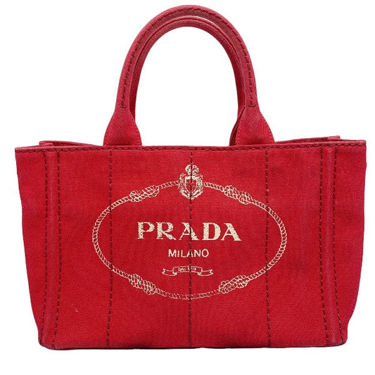 PRADA Tote Bag denim Red Tote Bag canvas Canapa Women