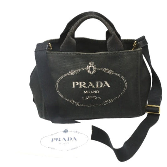 PRADA Tote Bag 1BG439 denim black Tote Bag Canapa mini Women