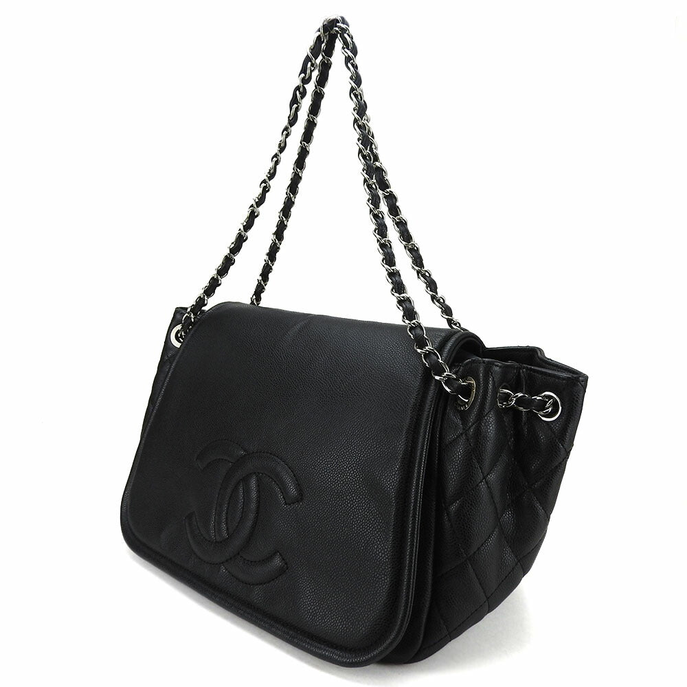 CHANEL Shoulder Bag Caviar skin black ChainShoulder
