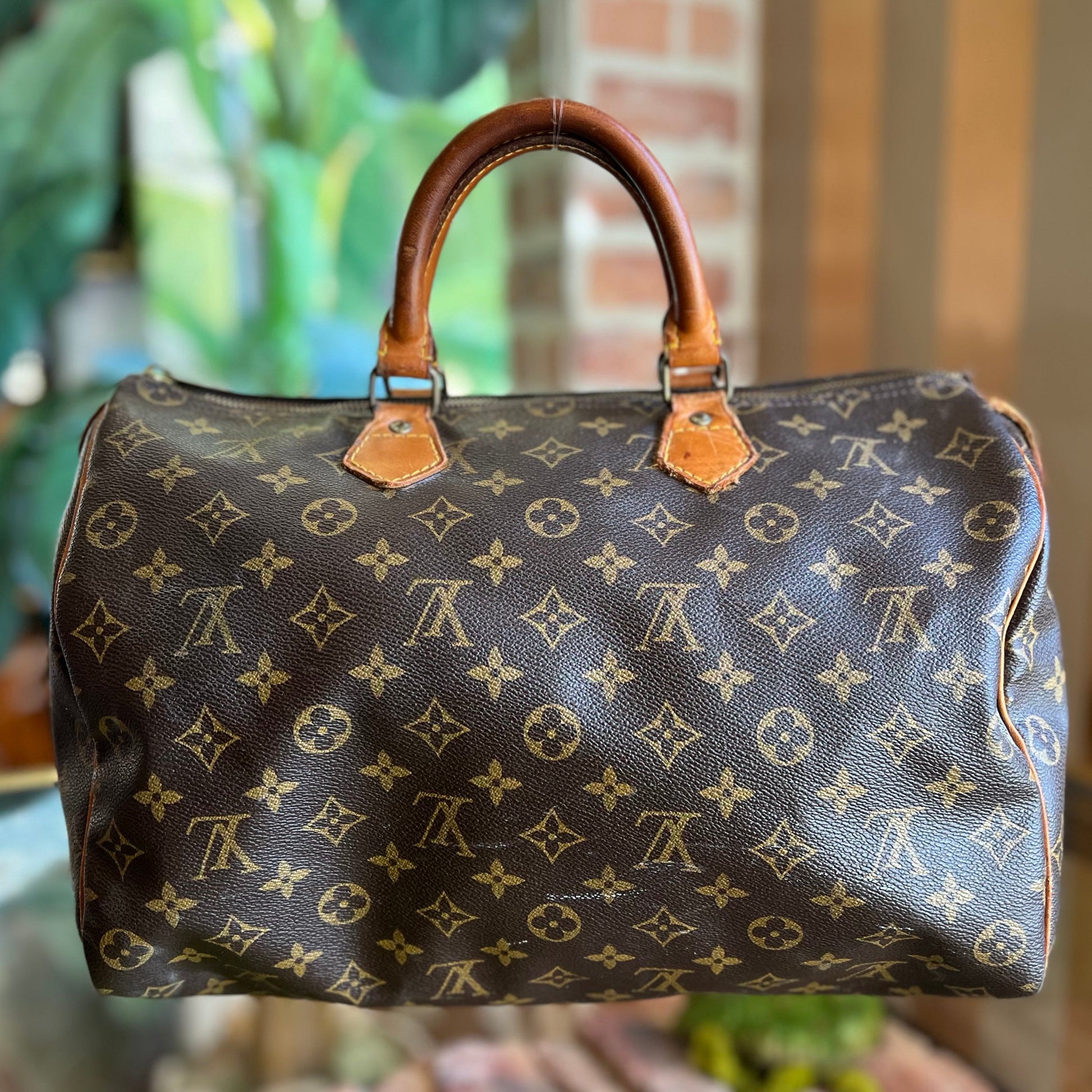 LOUIS VUITTON Brown Monogram Canvas Satchel Bag