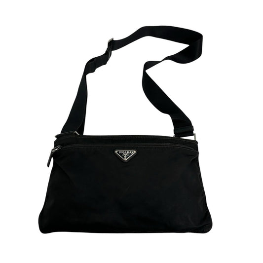 PRADA Shoulder Bag Nylon black Sling bag Triangle logo Women