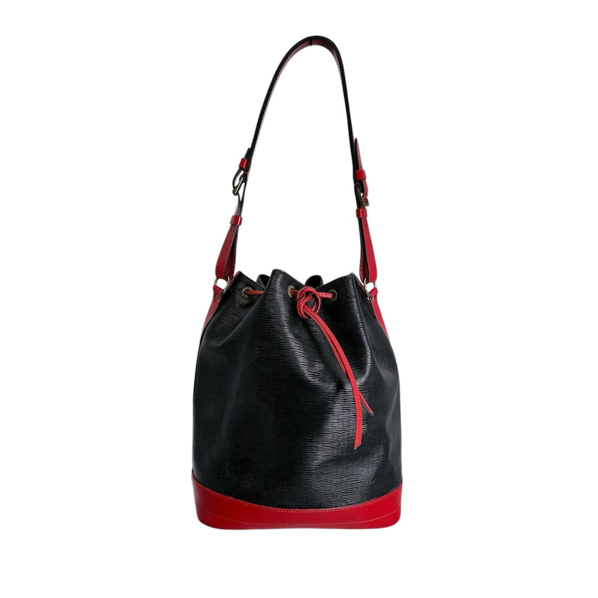 LOUIS VUITTON Shoulder Bag Epi Leather Noir x Castilian Red Epi Noe