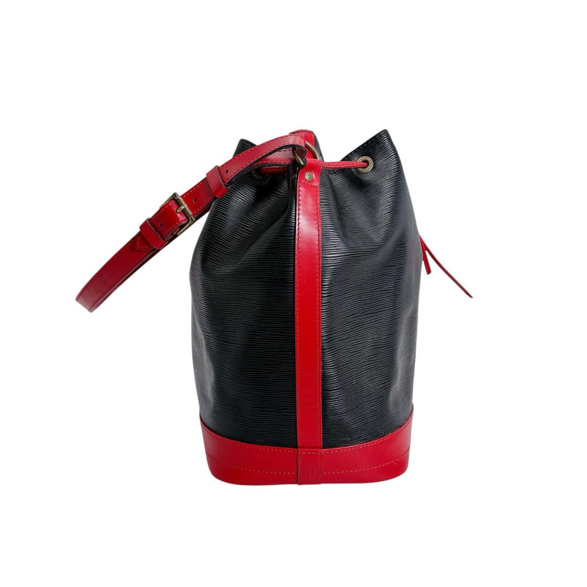 LOUIS VUITTON Shoulder Bag Epi Leather Noir x Castilian Red Epi Noe