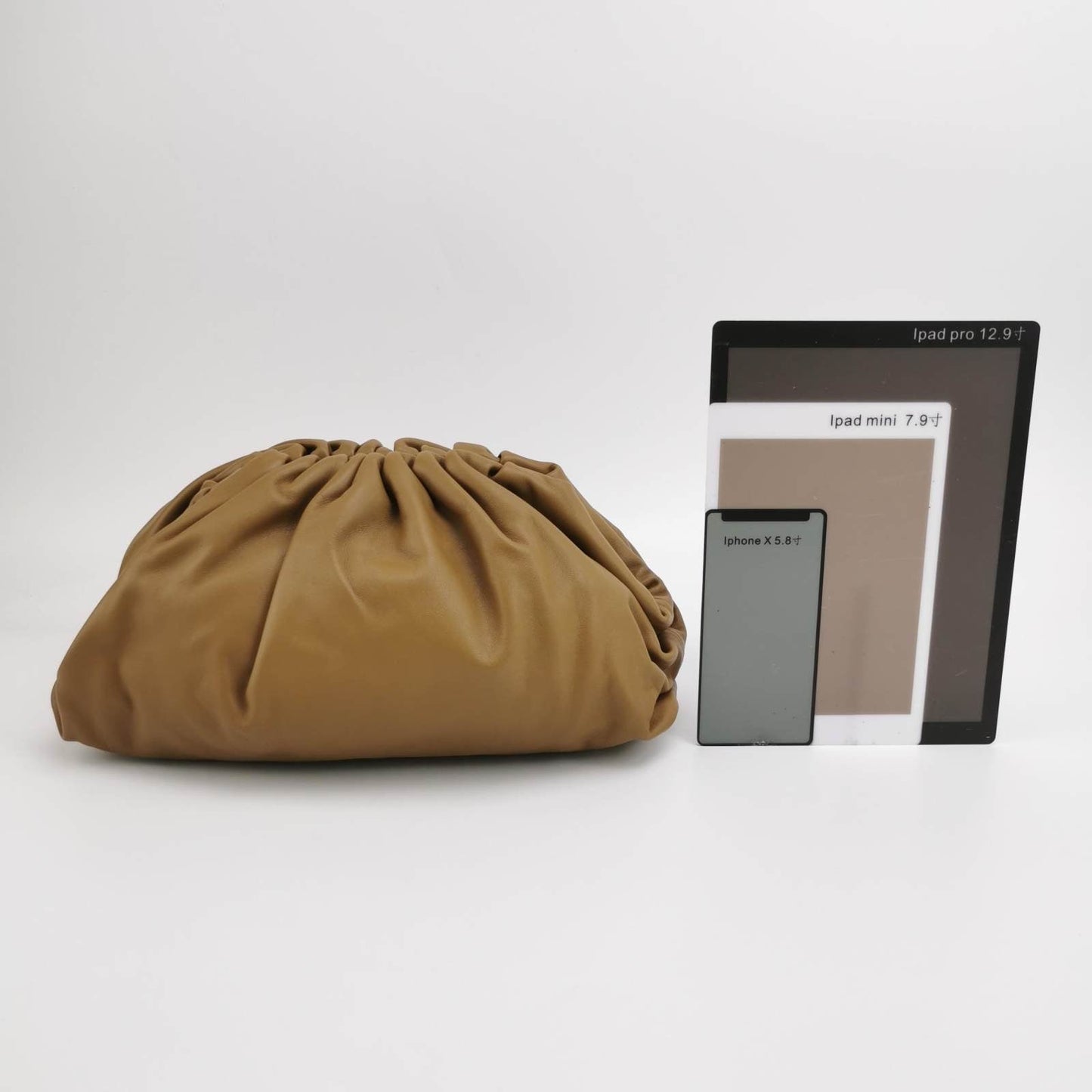 Bottega Veneta Pouch Calfskin Leather Caramel Brown Large