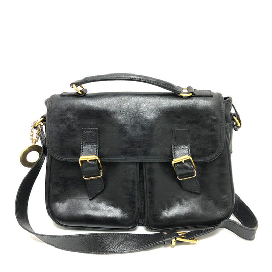 CELINE Shoulder Bag leather black Circle charm Women