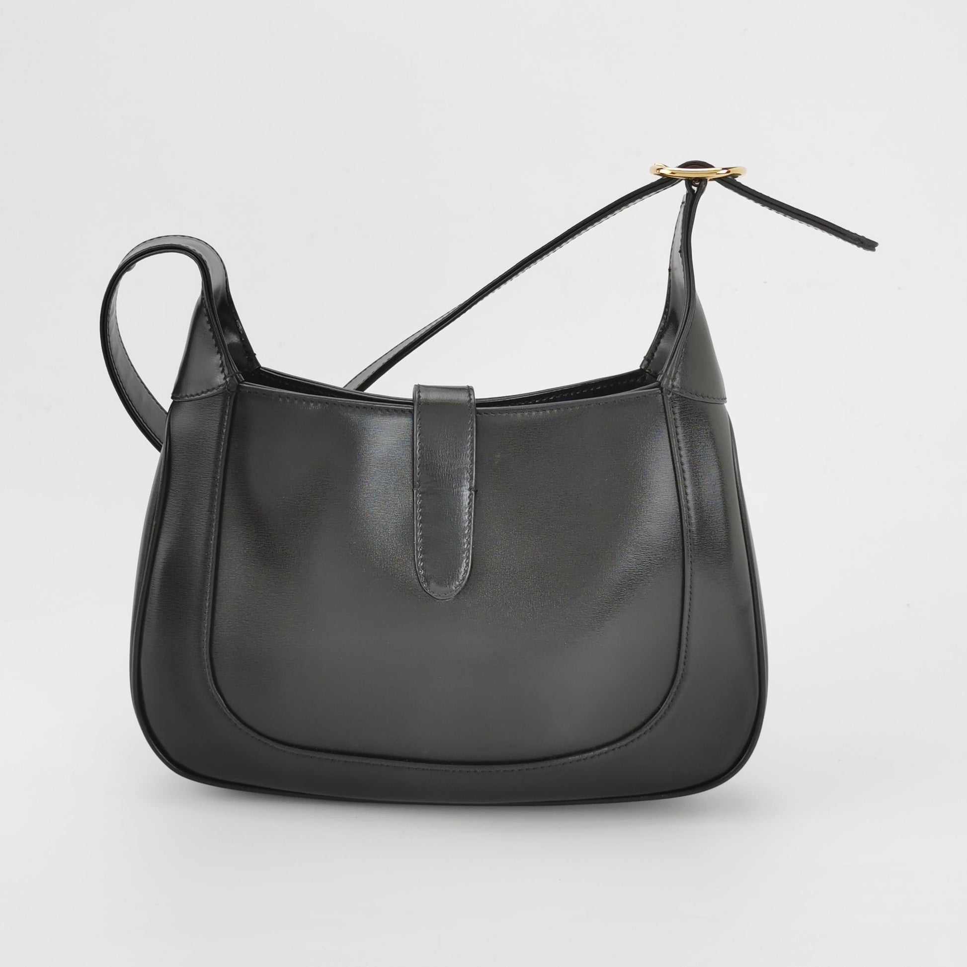 Gucci Jackie 1961 Black Leather Bag Small With Long Strap