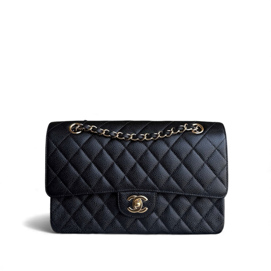Chanel Classic Flap Medium - Caviar 25CM Quilted Black Gold Hardware Series 21