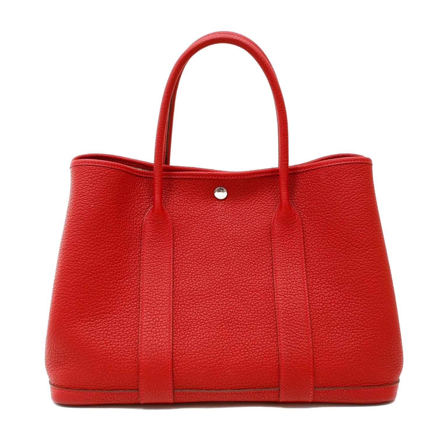 Luxury Hermes Red Garden Party Negonda Leather Bag