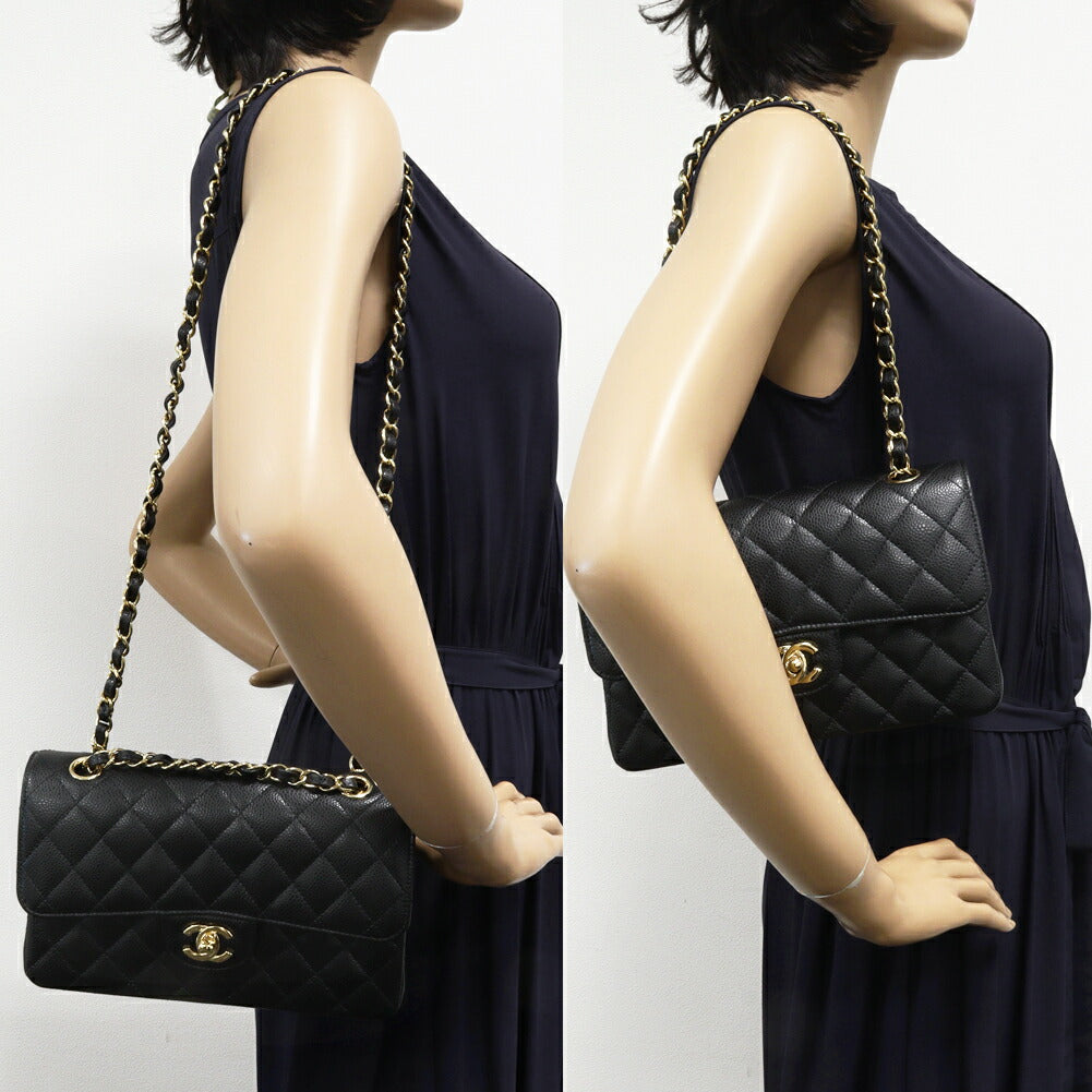 Chanel Grained Calfskin Classic MatelassÃ© 2way Bag Black Gold Hardware A01113 Y01864 C3906