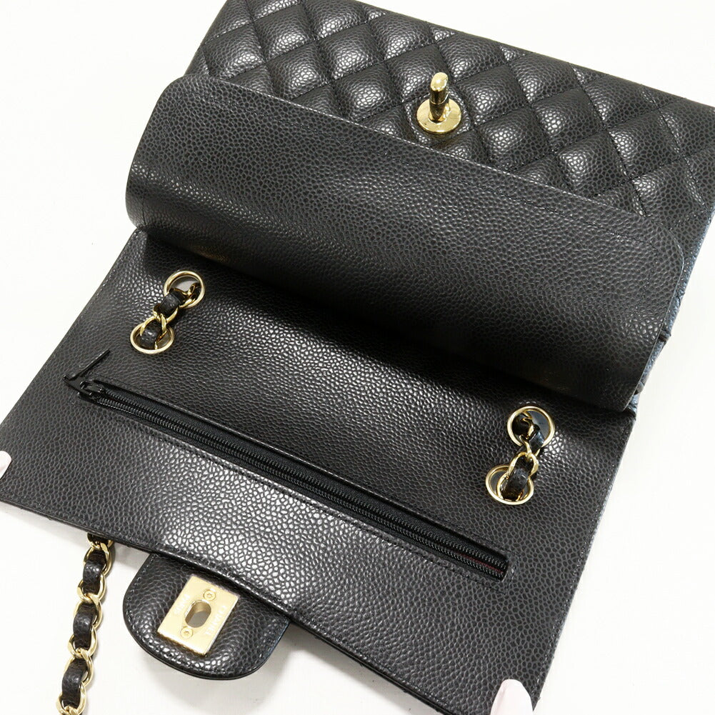 Chanel Grained Calfskin Classic MatelassÃ© 2way Bag Black Gold Hardware A01113 Y01864 C3906