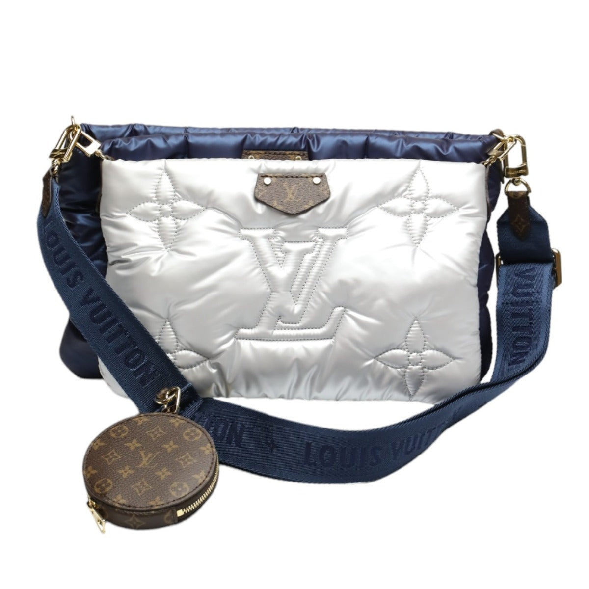 LOUIS VUITTON Shoulder Bag Monogram canvas Recycled nylon Navy/Silver Monogram Maximulti Pochette Accessory