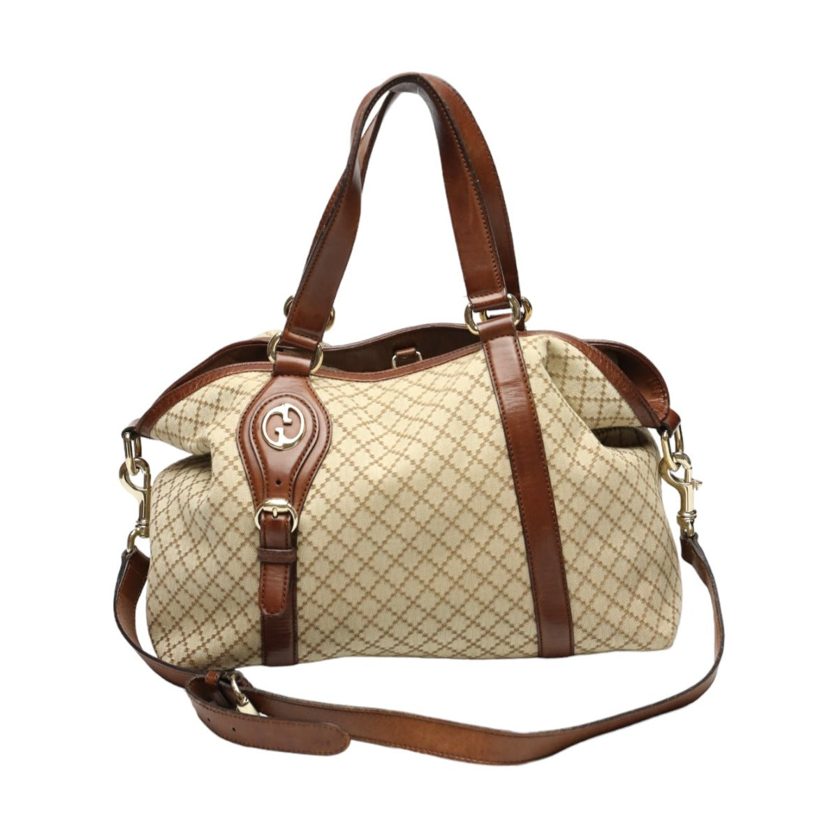 GUCCI Tote Bag 282346 canvas Antique brown 2WAYShoulder Bag Diamante Women