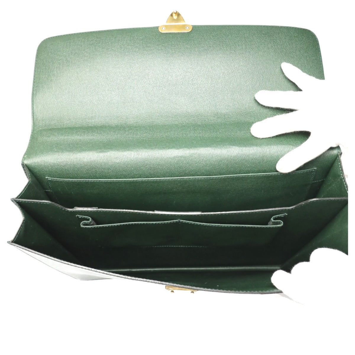 LOUIS VUITTON Business bag M30034 leather green Documents bag Epithea Taiga Moskova mens