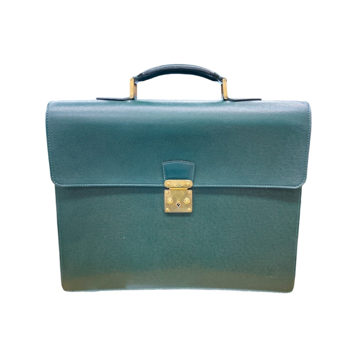 LOUIS VUITTON Business bag leather green Documents bag Epithea Taiga Moskova mens