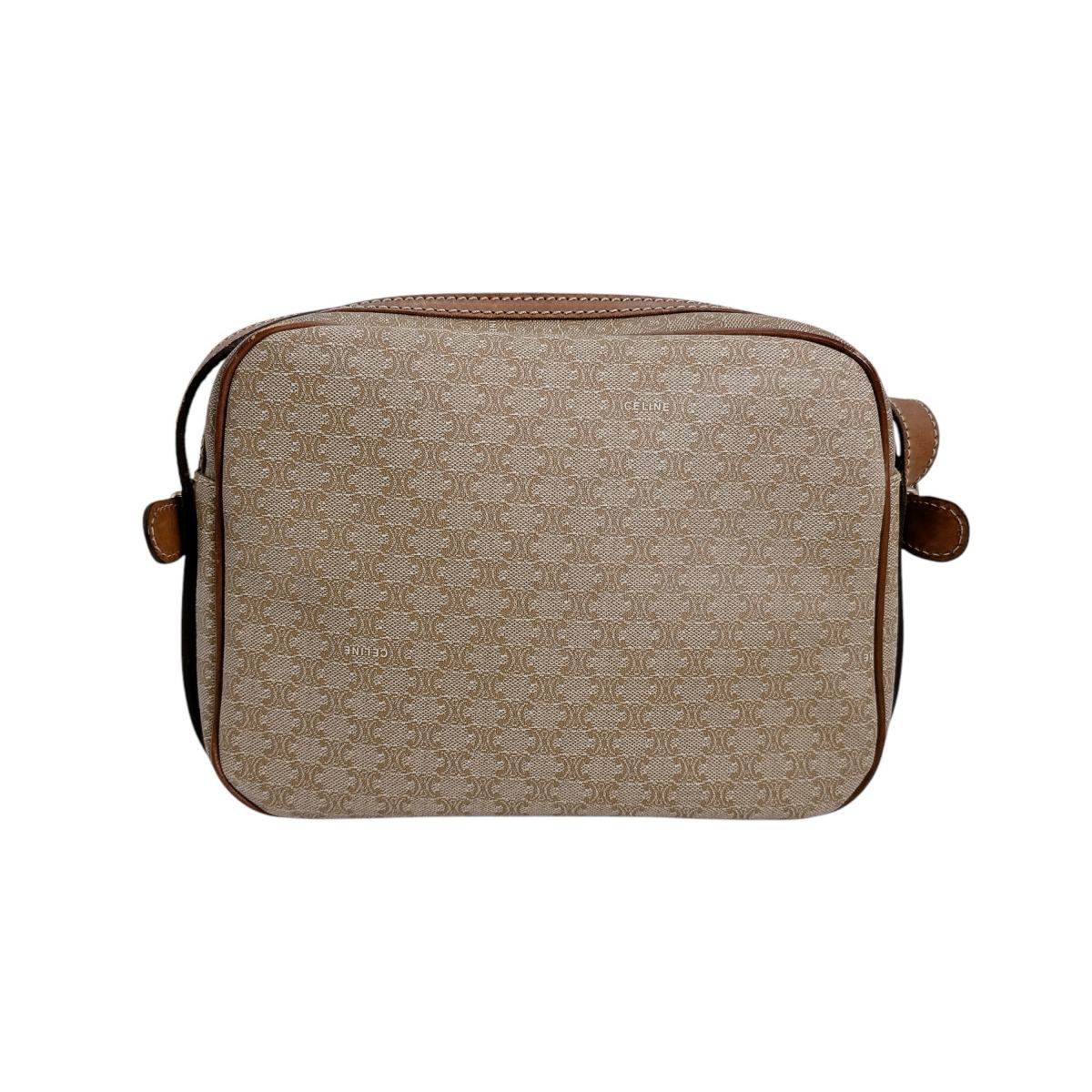 CELINE Shoulder Bag PVCx leather Brown Macadam Blazon logo Women