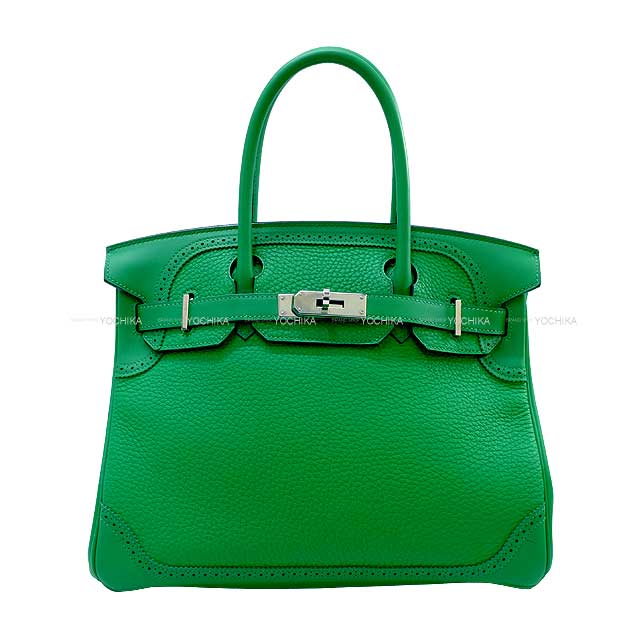 HERMES Handbag Birkin30 Ghillies Bambou Veau Togo/ Veau Swift Silver HW Stamp