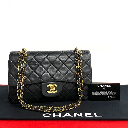 CHANEL Shoulder Bag lambskin black Double flap Matrasse Women
