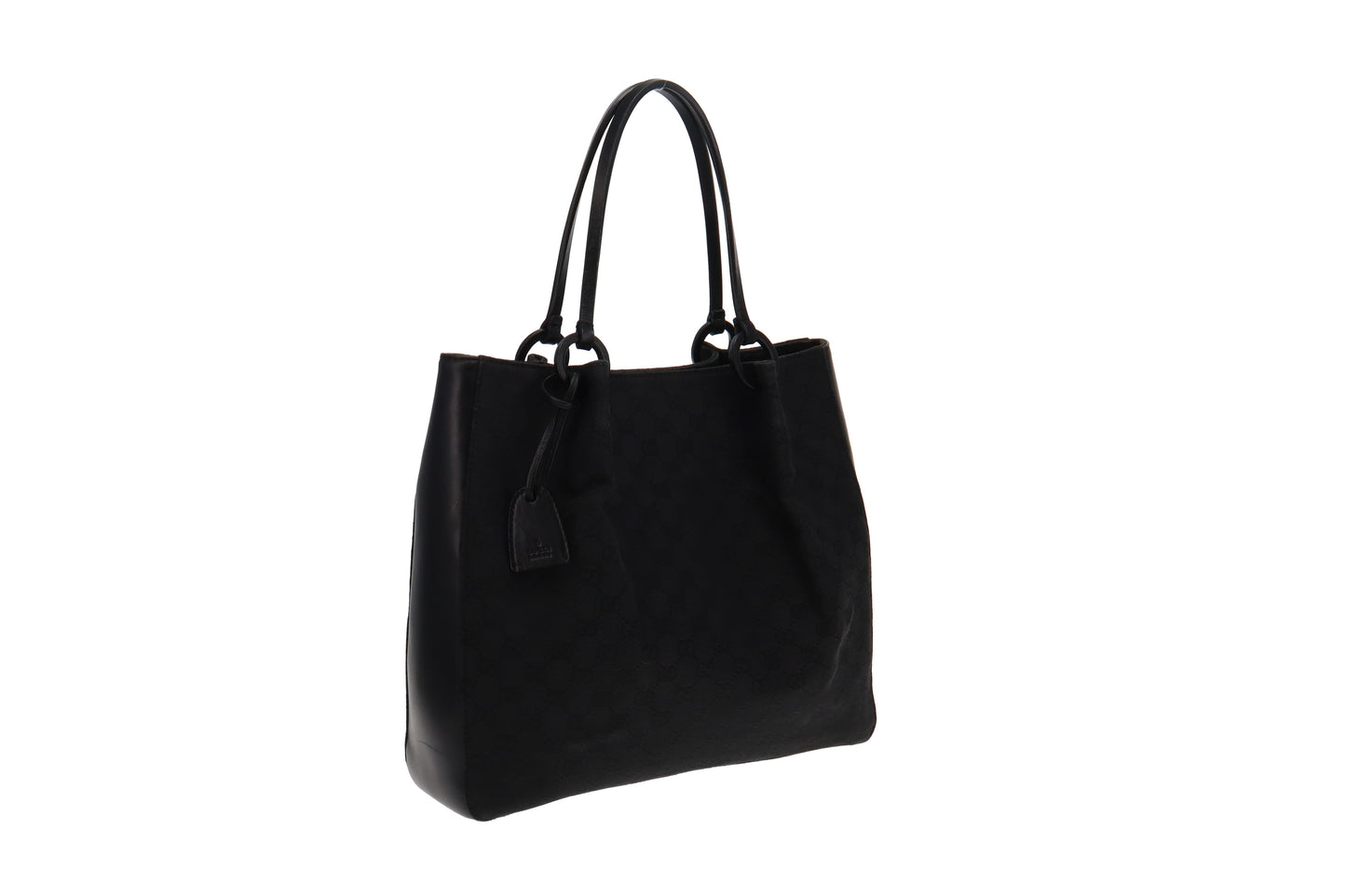 Gucci Black Leather Canvas Tote Style 12