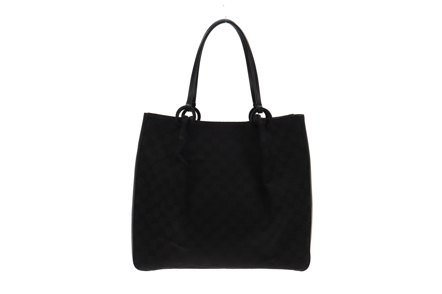 Gucci Black Leather Canvas Tote Style 12