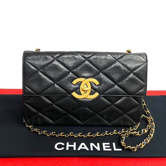 CHANEL Shoulder Bag lambskin black COCO Mark Matrasse Women