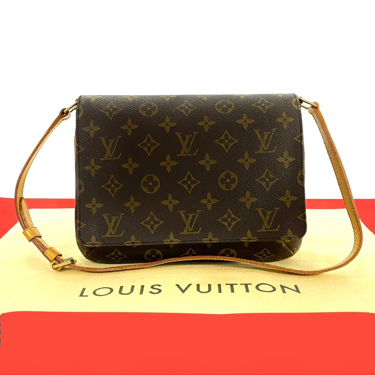 LOUIS VUITTON Shoulder Bag Leather, PVC Brown Monogram Musette Tango Long mens(Unisex)