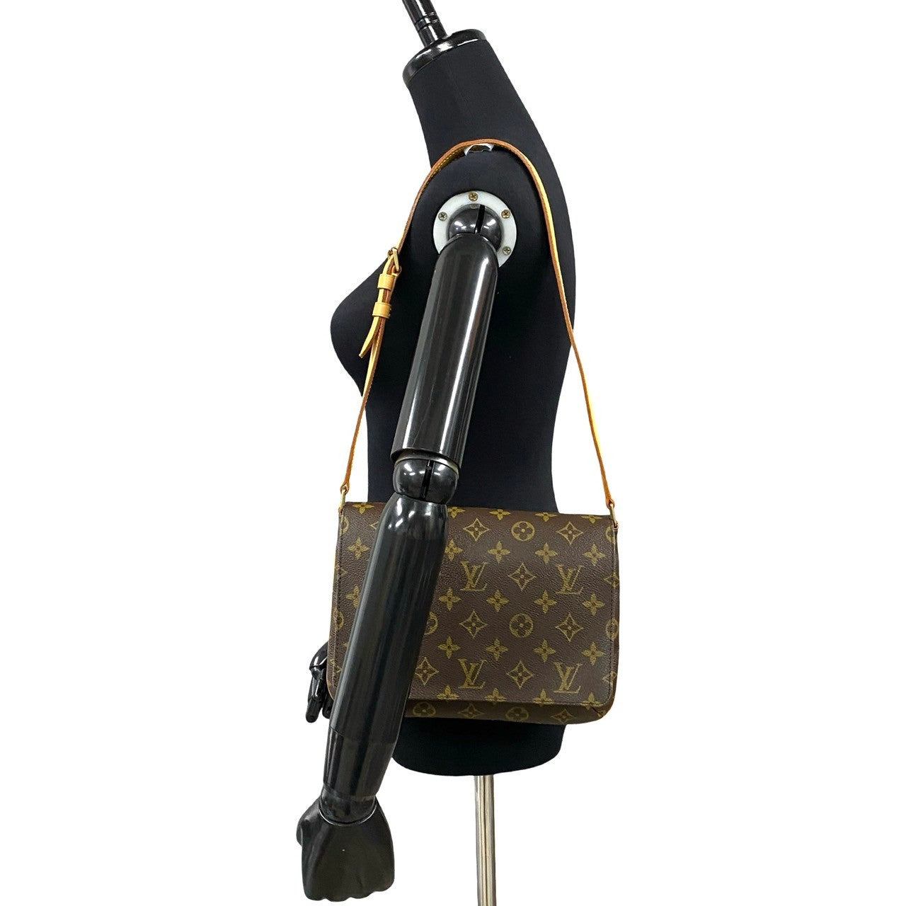 LOUIS VUITTON Shoulder Bag Leather, PVC Brown Monogram Musette Tango Long mens(Unisex)