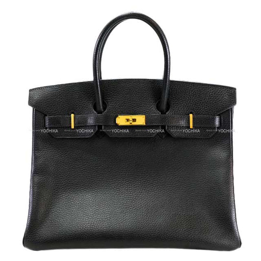 HERMES Handbag Birkin35 Noir (Black) Ardennes Gold 