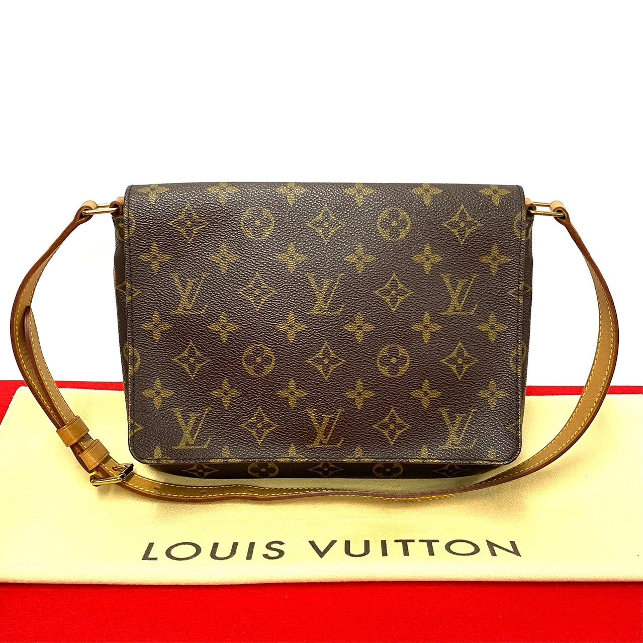 LOUIS VUITTON Shoulder Bag Leather, PVC Brown Monogram Musette tango mens(Unisex)