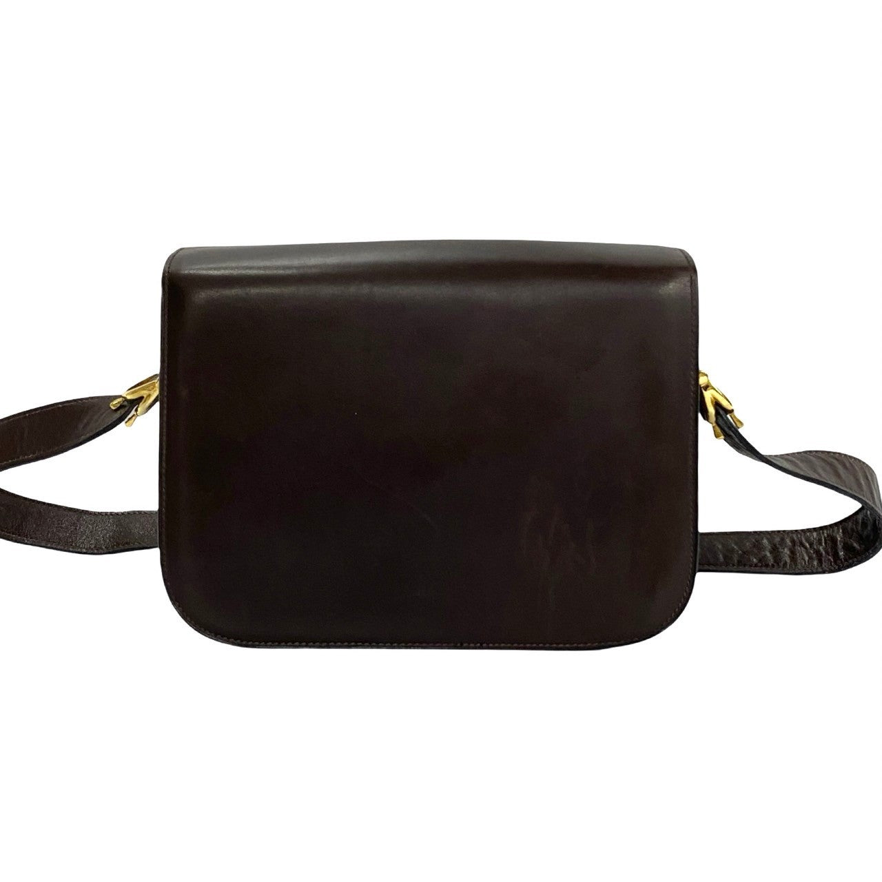 CELINE Shoulder Bag leather Brown Carriage Metal Women