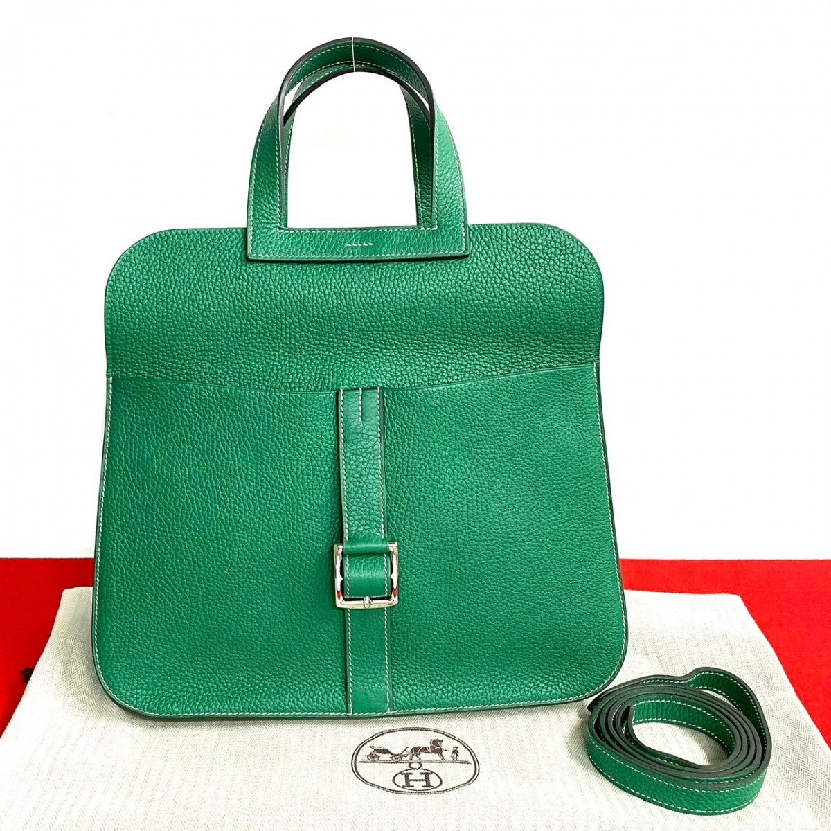 HERMES Shoulder Bag Taurillon Clemence green Arzan 31 Women
