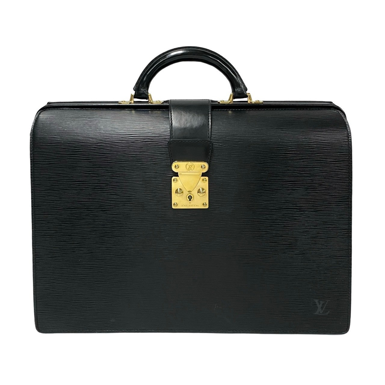 LOUIS VUITTON Business bag Epi Leather black Epi Servette Fermoir mens