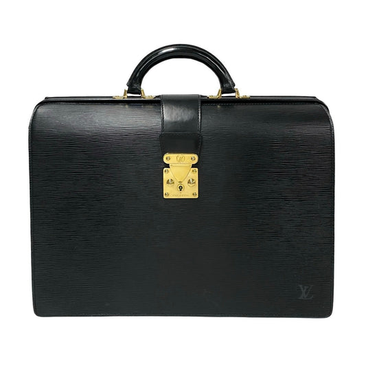 LOUIS VUITTON Business bag Epi Leather black Epi Servette Fermoir mens