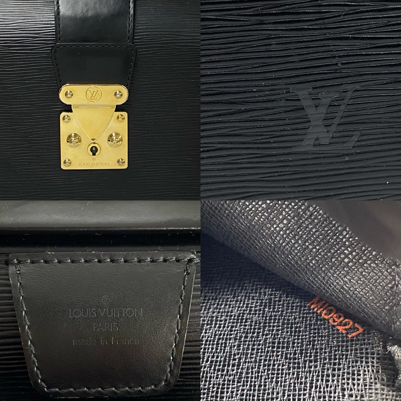 LOUIS VUITTON Business bag Epi Leather black Epi Servette Fermoir mens