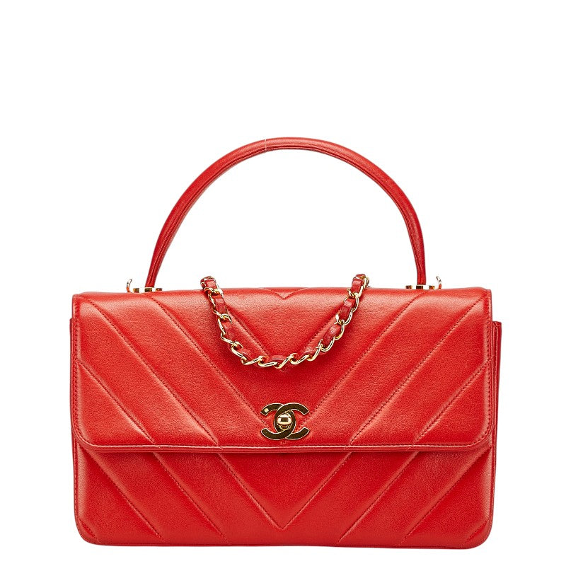 Chanel Chevron V Stitch Coco Lambskin 2way Bag