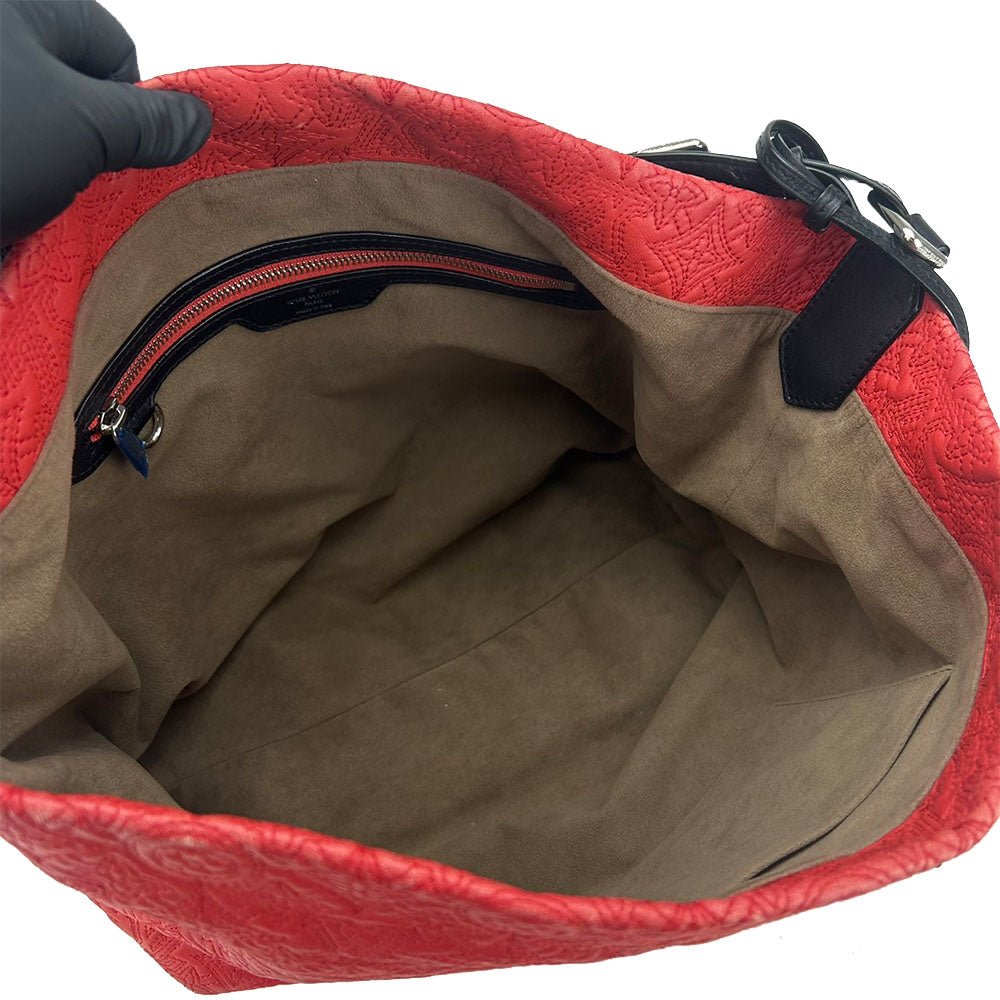 LOUIS VUITTON Shoulder Bag leather Red Monogram Antia Hobo GM