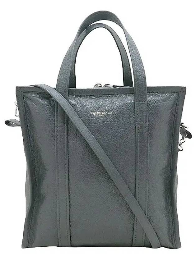 Luxury Balenciaga Trending 2026 513990 Gray color leather small bazaar shopper tote bag shoulder strap