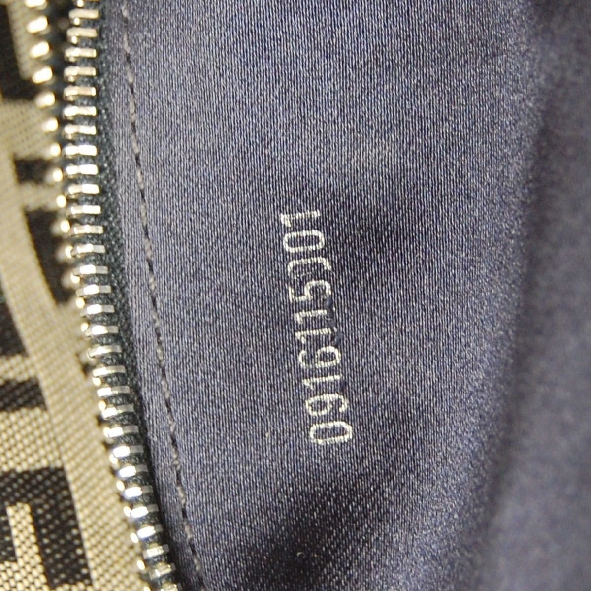 Fendi Zukka Pattern Hand Bag Navy Gray Canvas Leather Italy TT117