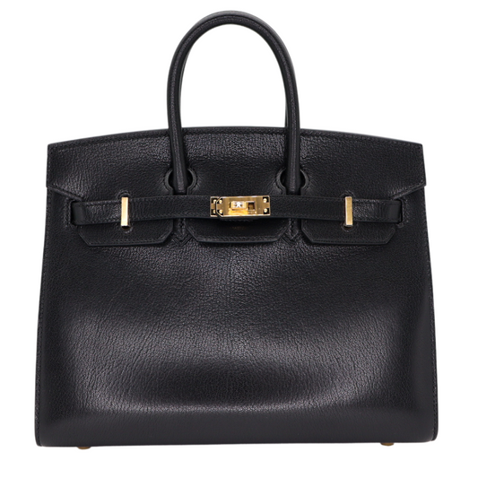 Hermes25cm Birkin Sellier Black Chèvre Leather Gold Hardware