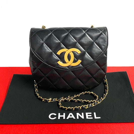 CHANEL Shoulder Bag lambskin black COCO Mark Matrasse Women