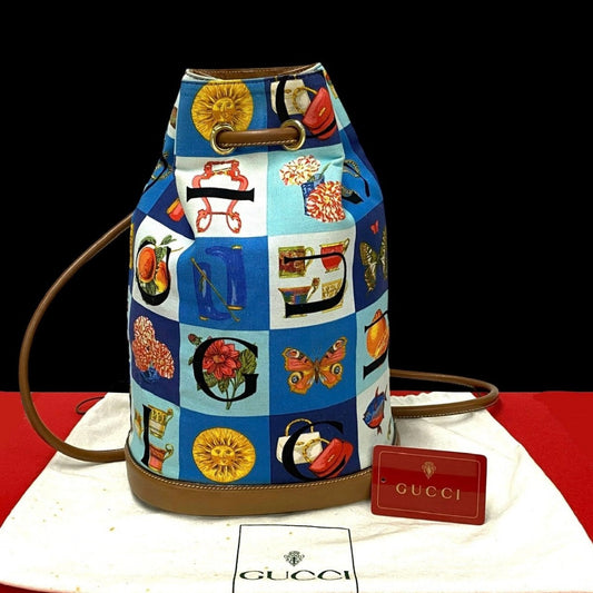 GUCCI Backpack Leather, Canvas multicolor Overall handle Shimo Women