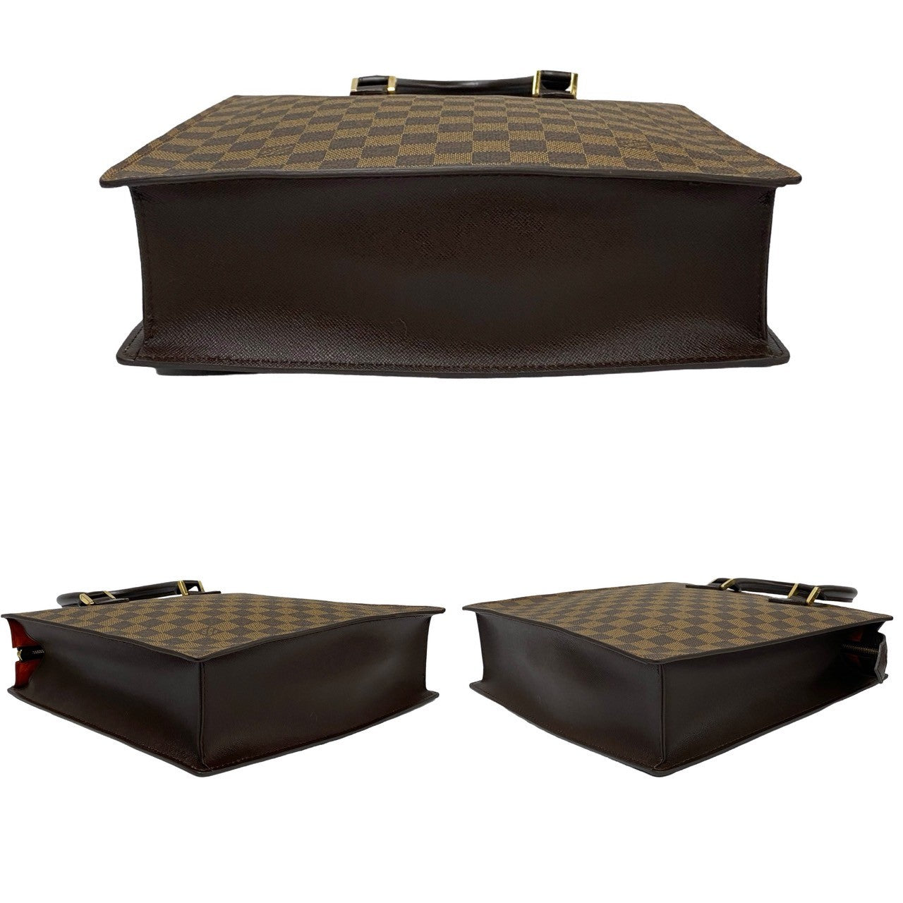LOUIS VUITTON Handbag Leather, PVC Brown Damier Venice PM Women