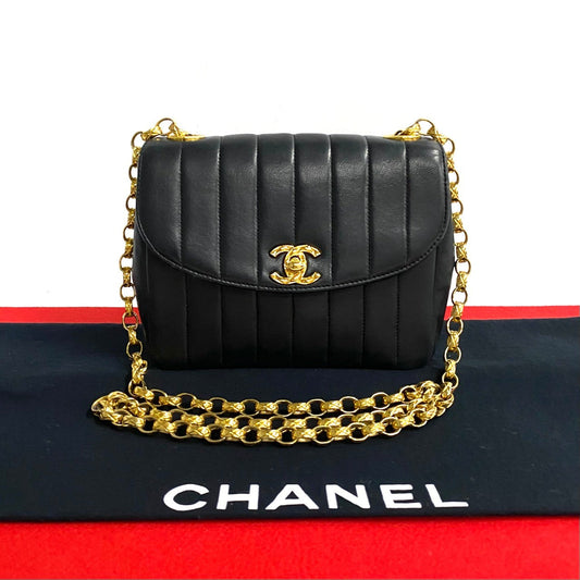 CHANEL Shoulder Bag lambskin black Mademoiselle